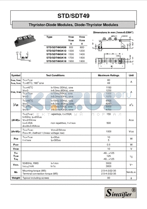 SDT49GK12 datasheet - Thyristor-Diode Modules, Diode-Thyristor Modules