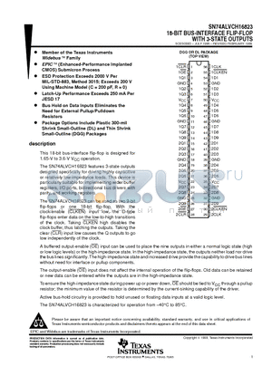 SN74ALVCH16823DGG datasheet - 18-BIT BUS-INTERFACE FLIP-FLOP WITH 3-STATE OUTPUTS