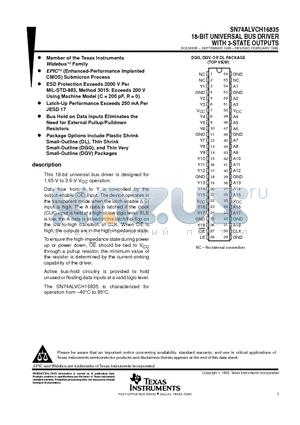 SN74ALVCH16835DL datasheet - 18-BIT UNIVERSAL BUS DRIVER WITH 3-STATE OUTPUTS