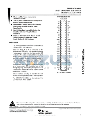 SN74ALVCH16836DL datasheet - 20-BIT UNIVERSAL BUS DRIVER WITH 3-STATE OUTPUTS
