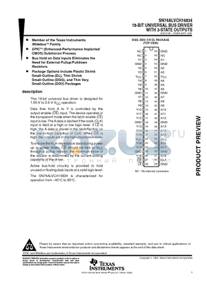 SN74ALVCH16834 datasheet - 18-BIT UNIVERSAL BUS DRIVER WITH 3-STATE OUTPUTS