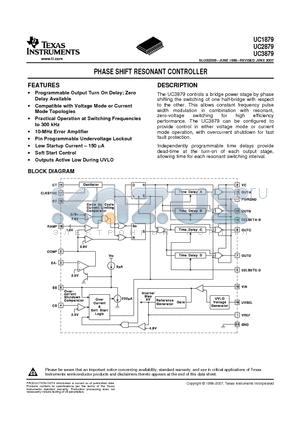 UC1879J datasheet - PHASE SHIFT RESONANT CONTROLLER