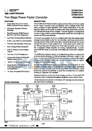 UC1892 datasheet - Two Stage Power Factor Converter