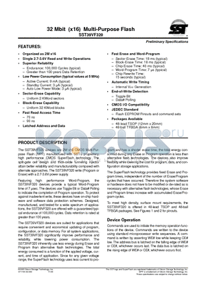 SST39VF320-70-4C-EKE datasheet - 32 Mbit (x16) Multi-Purpose Flash