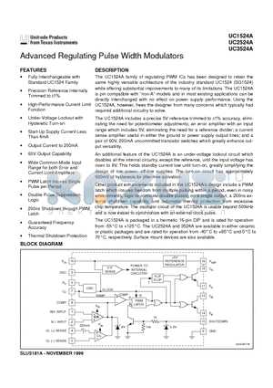 UC2524ANG4 datasheet - Advanced Regulating Pulse Width Modulators