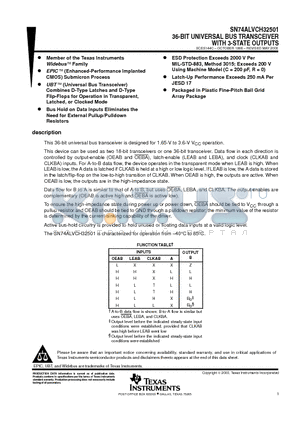 SN74ALVCH32501GKE datasheet - 36-BIT UNIVERSAL BUS TRANSCEIVER WITH 3-STATE OUTPUTS