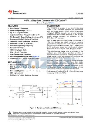 TLV62150RGTT datasheet - 4-17V 1A Step-Down Converter with DCS-Control