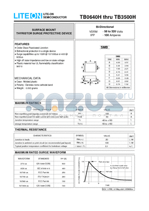 TB2600H datasheet - SURFACE MOUNT THYRISTOR SURGE PROTECTIVE DEVICE