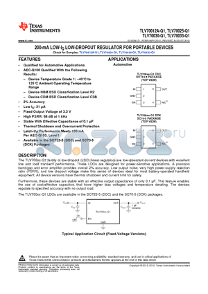 TLV70012A-Q1 datasheet - 200-mA LOW-IQ LOW-DROPOUT REGULATOR FOR PORTABLE DEVICES