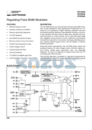 UC2526AN datasheet - Regulating Pulse Width Modulator