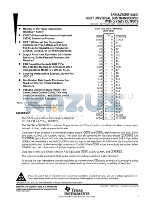 SN74ALVCHR162601DGV datasheet - 18-BIT UNIVERSAL BUS TRANSCEIVER WITH 3-STATE OUTPUTS