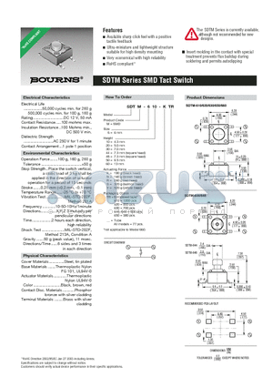 SDTM-650-RTR datasheet - SMD Tact Switch