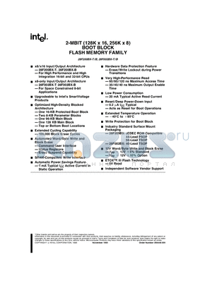 TB28F200BX-T80 datasheet - 2-MBIT (128K x 16, 256K x 8) BOOT BLOCK FLASH MEMORY FAMILY