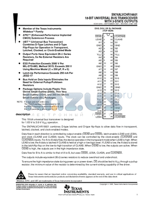 SN74ALVCHR16601DGV datasheet - 18-BIT UNIVERSAL BUS TRANSCEIVER WITH 3-STATE OUTPUTS