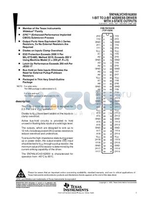 SN74ALVCHS162830 datasheet - 1-BIT TO 2-BIT ADDRESS DRIVER WITH 3-STATE OUTPUTS