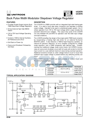 UC2578N datasheet - Buck Pulse Width Modulator Stepdown Voltage Regulator