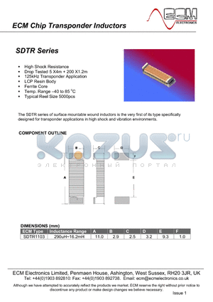 SDTR1103T-901 datasheet - Chip Transponder Inductors