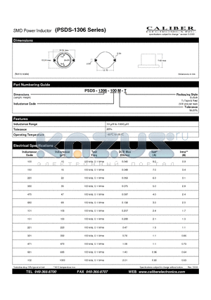 PSDS-1306-101M-T datasheet - SMD Power Inductor