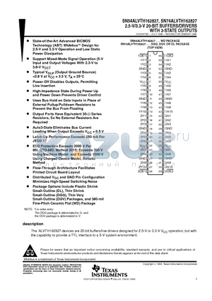 SN74ALVTH162827DL datasheet - 2.5-V/3.3-V 20-BIT BUFFERS/DRIVERS WITH 3-STATE OUTPUTS