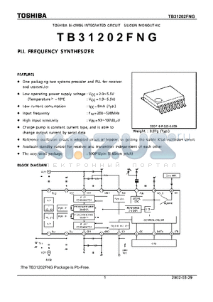 TB31202FNG datasheet - PLL EREQUENCY SYNTHESIZER