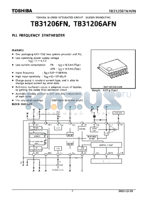 TB31206 datasheet - PLL FREQUENCY SYNTHESIZER