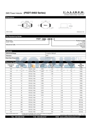 PSDT-0402-100M-B datasheet - SMD Power Inductor