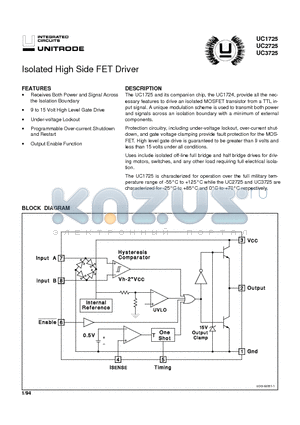 UC2725 datasheet - Isolated High Side FET Driver