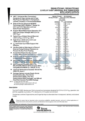 SN74ALVTH16601 datasheet - 2.5-V/3.3-V 18-BIT UNIVERSAL BUS TRANSCEIVER WITH 3-STATE OUTPUTS