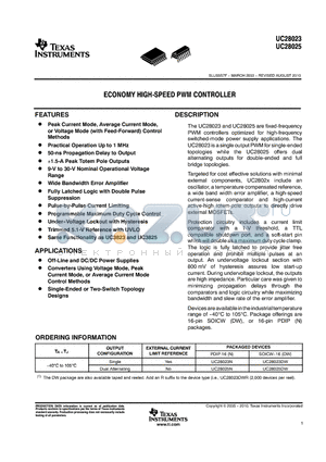 UC28025DW datasheet - ECONOMY HIGH-SPEED PWM CONTROLLER