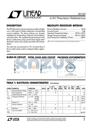 RH129A datasheet - 6.9V Precision Reference