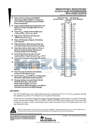 SN74ALVTH16827DLR datasheet - 2.5-V/3.3-V 20-BIT BUFFERS/DRIVERS WITH 3-STATE OUTPUTS