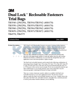 TB3550 datasheet - Dual Lock Reclosable Fasteners Trial Bags