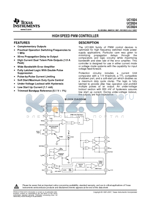 UC2824DW datasheet - HIGH SPEED PWM CONTROLLER