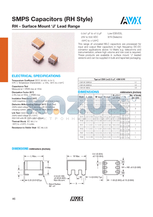 RH21-62 datasheet - SMPS Capacitors (RH Style) RH - Surface Mount J Lead Range
