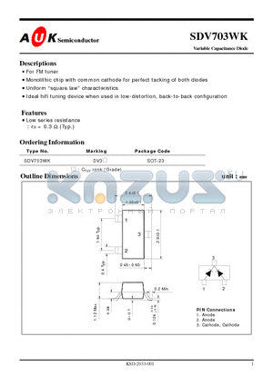 SDV703WK datasheet - Variable Capacitance Diode