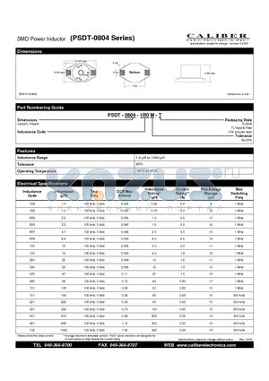 PSDT-0804-1R0M-B datasheet - SMD Power Inductor