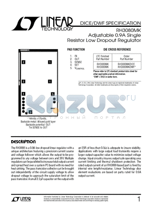 RH3080MKDWF datasheet - Adjustable 0.9A Single Resistor Low Dropout Regulator