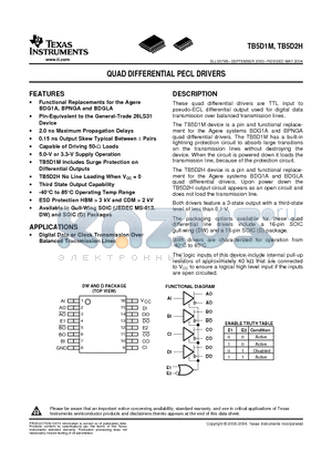 TB5D2HLD datasheet - QUAD DIFFERENTIAL PECL DRIVERS