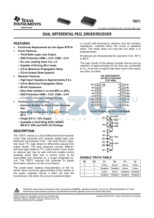 TB5T1D datasheet - DUAL DIFFERENTIAL PECL DRIVER/RECEIVER
