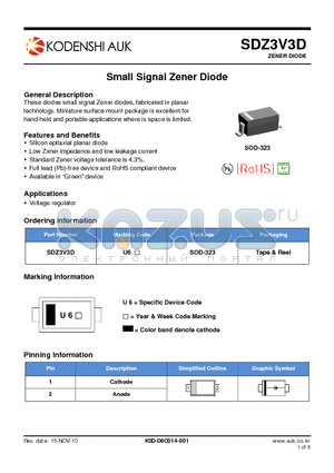 SDZ3V3D datasheet - Small Signal Zener Diode