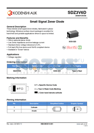 SDZ3V6D datasheet - Small Signal Zener Diode