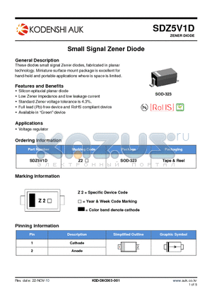 SDZ5V1D datasheet - Small Signal Zener Diode