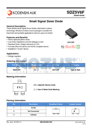 SDZ5V6F datasheet - Small Signal Zener Diode