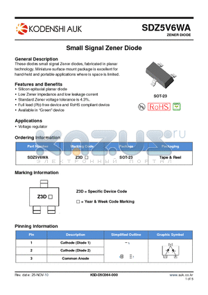 SDZ5V6WA datasheet - Small Signal Zener Diode