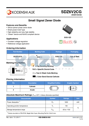 SDZ6V2CG datasheet - Small Signal Zener Diode