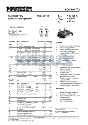 PSEI2X161-02 datasheet - Fast Recovery Epitaxial Diode (FRED)