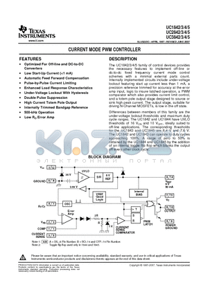 UC2842DTRG4 datasheet - CURRENT MODE PWM CONTROLLER