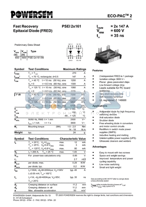 PSEI2X161-06 datasheet - Fast Recovery Epitaxial Diode (FRED)