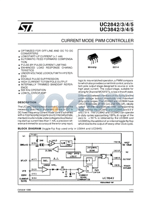 UC2843 datasheet - CURRENTMODE PWM CONTROLLER