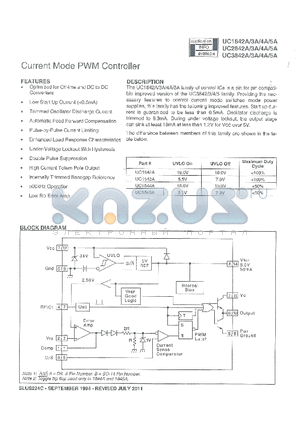 UC2842AD8TRG4 datasheet - Current Mode PWM Controller